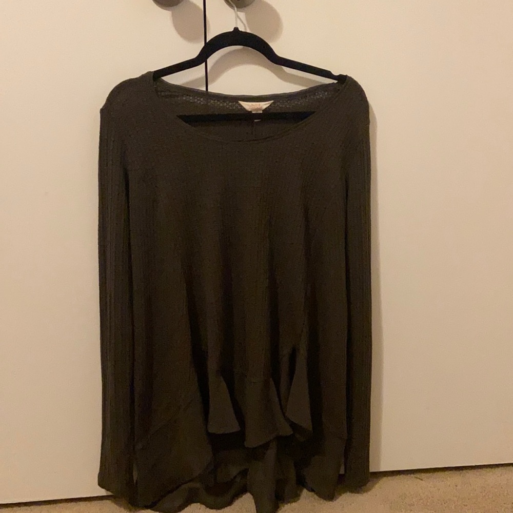 Green Ruffled Waffle Top
